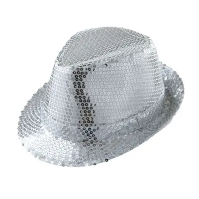Palarie fedora paiete argintii