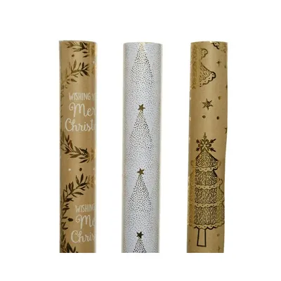 Hartie de impachetat - Foil, Glitter Wreath, Tree - Gold - mai multe modele