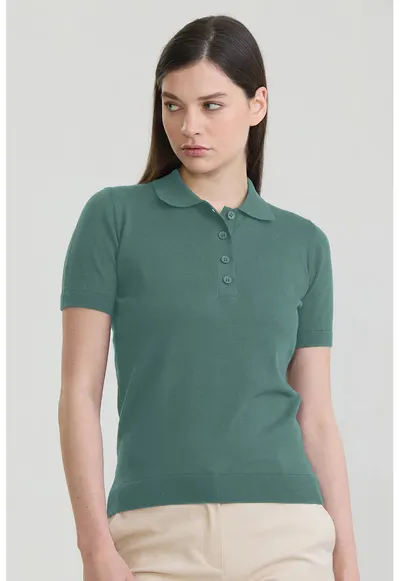 Tricou polo cu croiala slim-fit si model uni - Verde smarald