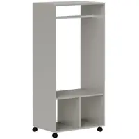 HOMCOM Dulap cuier poliță 2 nișe cuier 4 roți pivotante dim. 60L x 40l x 128H cm gri | Aosom Romania
