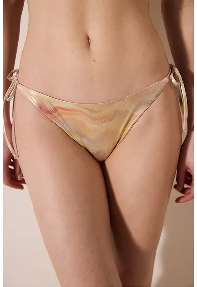 Slip brazilian cu prindere laterala - Auriu