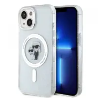 Husa MagSafe pentru Apple iPhone 15 Plus, Karl Lagerfeld, Glitter, Transparenta