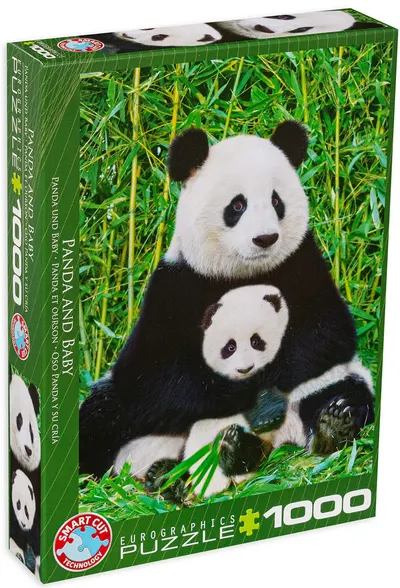 Puzzle Eurographics din 1000 de piese - Panda si micutul ?