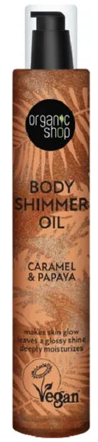 Organic Shop Ulei de corp strălucitor Caramel & Papaya, 100 ml