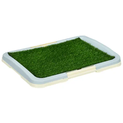 Pawhut Toaleta Pentru Caini, Litiera Portabila Pentru Catei Cu Iarba Artificiala, Panou Cu Grila, Tava, 63 x 48,5 cm | Aosom Romania