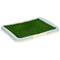 Pawhut Toaleta Pentru Caini, Litiera Portabila Pentru Catei Cu Iarba Artificiala, Panou Cu Grila, Tava, 63 x 48,5 cm | Aosom Romania