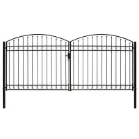 vidaXL Poartă de gard ASSEN Ușă dublă cu blat arcuit din oțel 400x200 cm