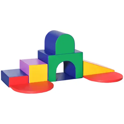 HOMCOM Set de Joc pentru Copii 1-3 Ani cu 7 Blocuri Multicolor în PU și EPE, 170x130x40 cm | Aosom Romania