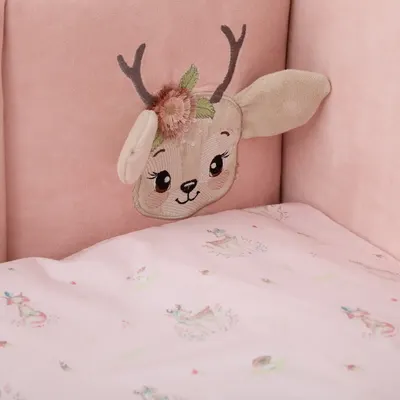 Set de lenjerie de pat pentru copii Twins Bambi 7 piese roz