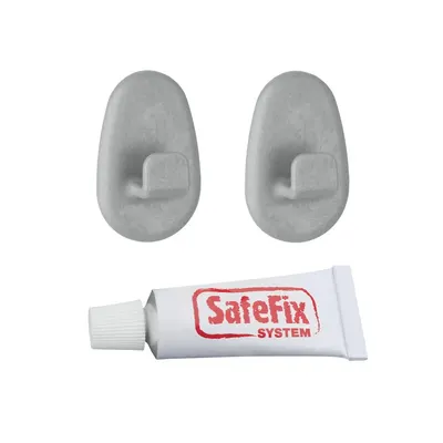 Set 2 cârlige și adeziv Metaltex Grey