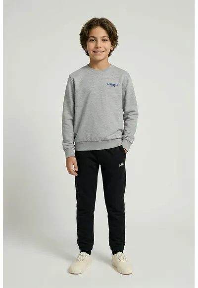 Pantaloni de trening din amestec de bumbac cu snur in talie - Negru