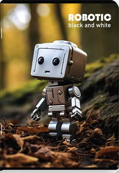 Caiet Black & White Robotic - A5, 24 foi, pătrate mari, sortiment
