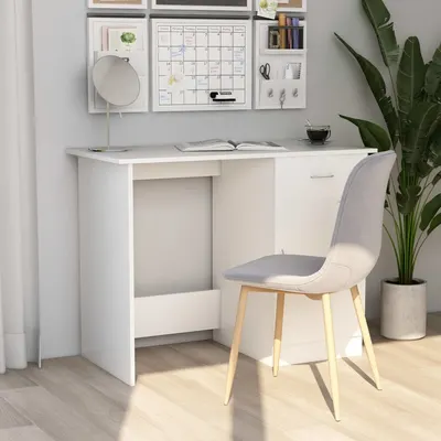 vidaXL Birou, alb, 100x50x76 cm, lemn prelucrat