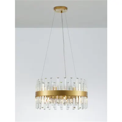 Lampa suspendata CROWN Satin Auriu Metal Clear Crystal (48 pcs) LED G9 7x5 Wat 230 Volt IP20 Fara bec