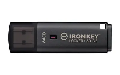 Memorie USB Kingston IronKey Locker+ 50 G2 64 GB, USB Type-A, Negru