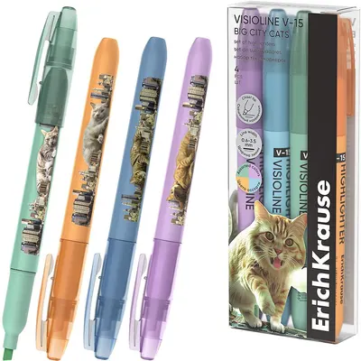 Set de markere text Erich Krause Big City Cats - 4 buc