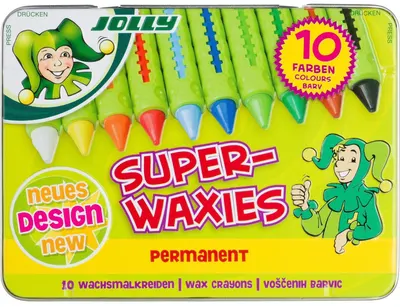Creioane cerate JOLLY Superwaxies Classic într-o cutie de metal - 10 culori