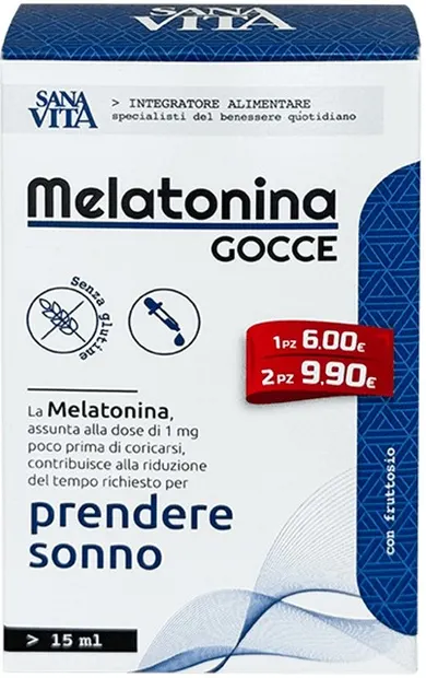 Sanavita Melatonina Gocce Melatonina, 1 mg, 15 ml, Paladin Pharma