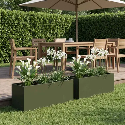 vidaXL Vază pentru Grădină 2 buc. Verde măsliniu 40 x 20 x 20 cm