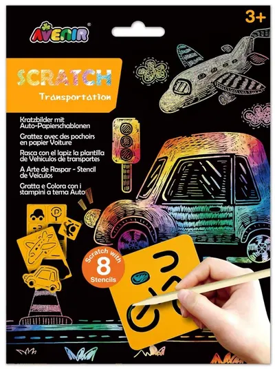 Șabloane Scratch Avenir - Transport, 8 șabloane, 2 foi