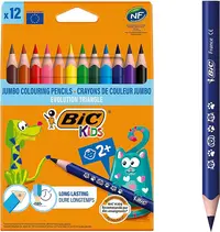 Creioane colorate BIC JUMBO - Ecolutions, triunghiulare, 12 culori