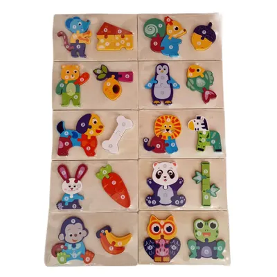 Puzzle lemn animale 10/set mixte ,22cm x 13cm x 1cm . engros