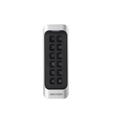 Cititor de card cu tastatura Hikvision DS-K1107AEK, citeste carduri cu frecventa de 125 KHz, distanta citire: 50 mm, RS-485, Wi