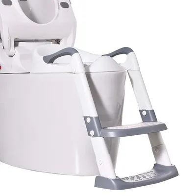 Reductor toaleta pentru copii Little Mom Safe Grey, cu manere laterale ergonomice, colac moale din spuma PU, inaltime ajustabila pe 5 nivele, design anti-stropire, baza antiderapanta, compatibilitate universala