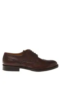 Pantofi Oxford din piele cu perforatii - Maro inchis