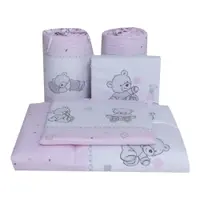 Lenjerie patut cu 5 piese 120x60 cm BearsToys Roz