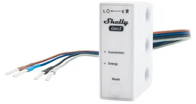 Contor de electricitate trifazat Shelly – 3EM-63W Gen3, 63 A, WiFi, alb