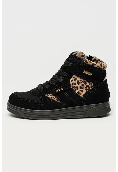 Ghete impermeabile cu accente animal print si tehnologie Gore-Tex - Negru/Maro camel