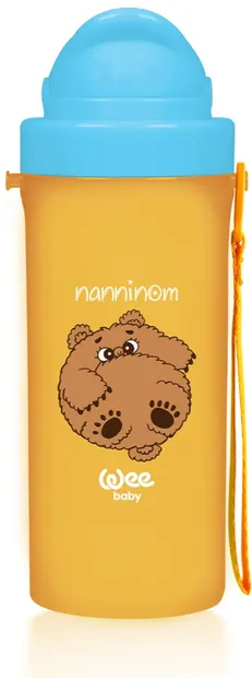 Pahar cu pai Wee Baby - Friends, 300 ml, portocaliu