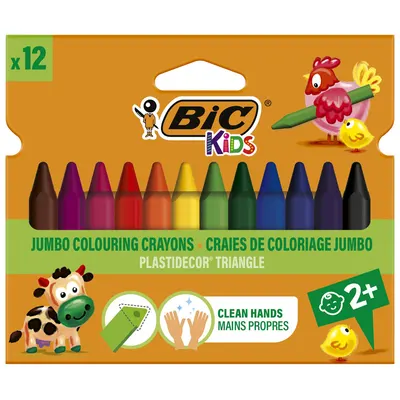 Creioane color, cerate, 12culori, Bic Plastidecor Triangle