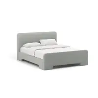 Pat matrimonial gri deschis tapițat cu somieră 160x200 cm Eda – Micadoni