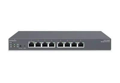 EnGenius Managed / stand-alone Desktop 8-port 55W GbE Switch (PoE) 8-port GbE PoE.af 55W L2+ DT Cloud Management Switch