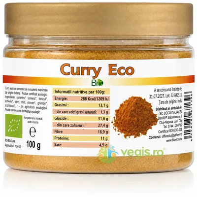 Curry Indian Macinat din 9 Mirodenii Ecologic/Bio 100g