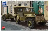 Model asamblabil Bronco Models Militar: Camioane - US GPW camion 1/4 tonă 4x4 (mod. 1942) cu tun antitanc de 37 mm M3A1