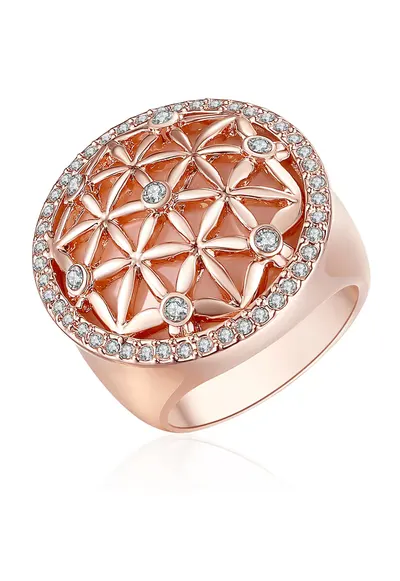 Inel placat cu aur de 14K si cu cristale - Auriu rose