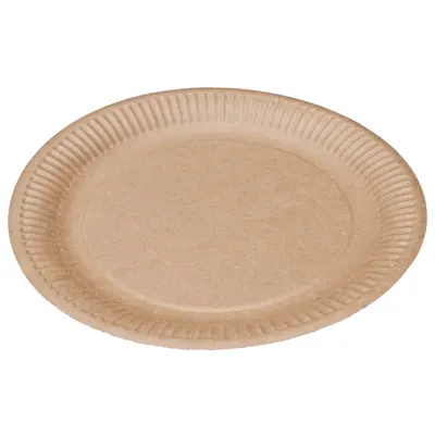 Farfurii Biodegradabile, Compostabile de Carton, Rotunde, Kraft, 23 cm, 12 buc