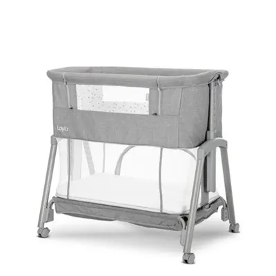Patut Co sleeper copii, Lorelli Layla, 2 in 1, cu latura pliabila, reglabil pe inaltime, sistem anti-reflux, Grey