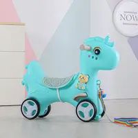 Balansoar 3 in 1 Nichiduta Garden Happy Unicorn Blue transformabil in vehicul fara pedale cu maner parental,roti EVA,centuri de siguranta,jucarie muzicala,spatar si bara de siguranta detasabile