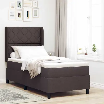 vidaXL Pat cu arcuri cu pernă Manual Maro închis 200 x 100 cm țesătură