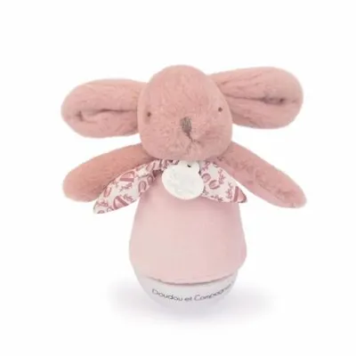 Veioza muzicala iepuras pufos, 16 cm, roz