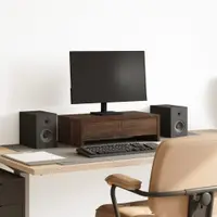 Gossi suport monitor cu sertare stejar maro 50x27x15cm lemn prelucrat