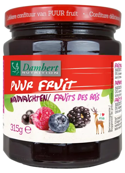 Gem de fructe de pădure fără zahăr adăugat, 315 g, Damhert