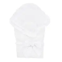 Paturica de infasat, MimiNu, Multifunctionala pentru botez, Cu volanase, Cu inchidere cu panglica si arici velcro, Dimensiune 75x75 cm, Din bumbac certificat Oeko Tex Standard 100, White