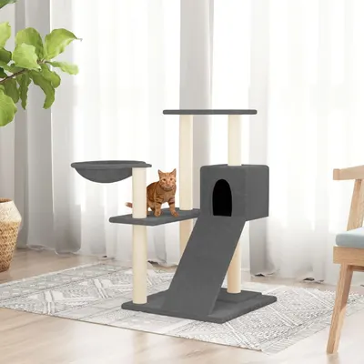 Gossi ansamblu pisici cu stalpi din funie sisal, gri inchis, 82 cm