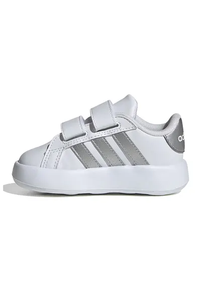 Pantofi sport din piele ecologica cu velcro Grand Court 2.0 - Alb optic/Gri inchis