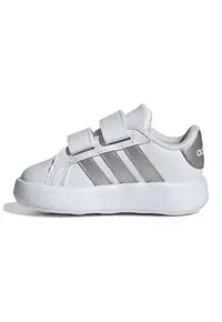 Pantofi sport din piele ecologica cu velcro Grand Court 2.0 - Alb optic/Gri inchis